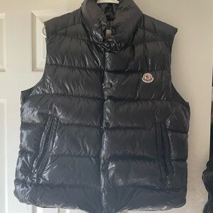 Moncler Shiny Black Puffer Vest with Logo